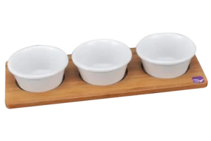 מעמד עץ במבוק 32X13 ל-3 קערות***b6001