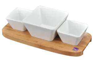 סט הגשה עץ במבוק 33X15 ו-3 קערות***601001