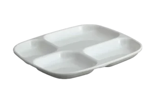 צלחת ריבועית מחולקת אקונומיק 24X26 מלמין לבן***102210