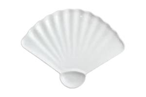צלחת מניפה עם רוטב 35.6 מלמין לבן***123514