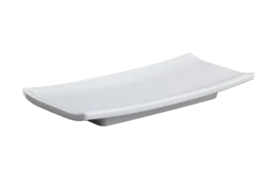 צלחת מלבנית לסושי 26.8X10.5 מלמין לבן***123810