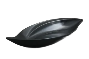 קערת הגשה עלה מאסיבית 50X24X7 מלמין שחור***100720b