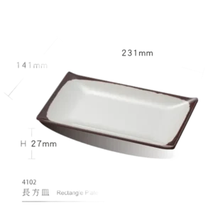 פלטה מלבנית מלמין קרם 23*14*2.7 CS4102