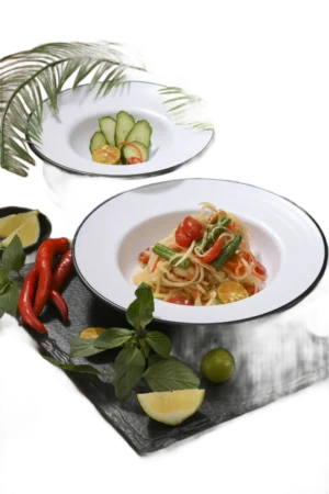 צלחת פסטה מלמין 24 ס"מ B&W 13870-10 שחור לבן