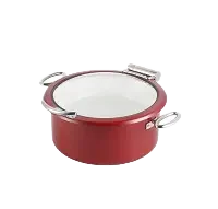 שפינג סיר עגול 30X13 מכסה זכוכית אדום