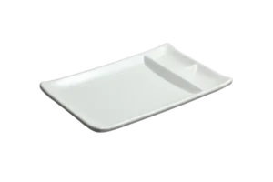 כלי הגשה קמומה מלבני עם רוטב 22.6X14.6 מלמין לבן***113109