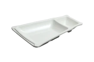 כלי הגשה טרפז עם רוטב קמומה 23.8X15.5X3.5 מלמין לבן***122009