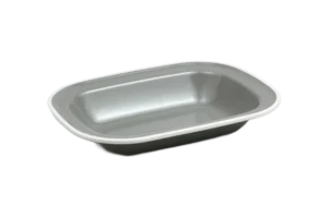 כלי הגשה מלבני דמוי אמייל 17.6X23 אפור פס לבן מלמין***2212092