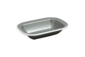 כלי הגשה מלבני דמוי אמייל 14.5X20 אפור פס לבן מלמין***2213082