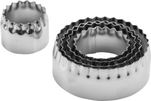 סט 5 חותכני עוגיות עגול דו צדדי חלק וזיגזג***18009553