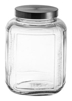 צנצנת מרובעת וינטג' מכסה נירוסטה 1.4 ליטר***18081217