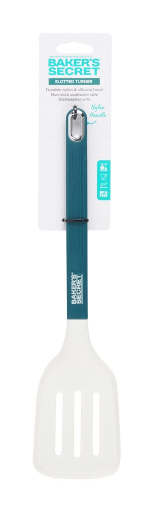 תרבד מחורץ סיליקון לבן ירוק עם ידית פלסטיק 35 ס"מ מבית Baker's Secret