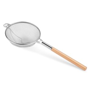 מסננת רשת כפולה נירוסטה מחוזקת 30 ס"מ ידית עץ***99130