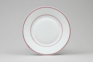 צלחת 19 ס"מ אולטרה לבן פס בורדו"***j9516