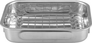 תבנית מלבנית נירוסטה עם רשת 28X21 ס"מ***19105125