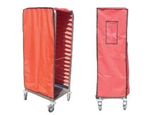 כיסוי לעגלה מסלולים 2/1 אדום +רוכסן חזית שקופה P.V.C***59221R