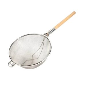 מסננת רשת כפולה נירוסטה מחוזקת 35 ס"מ ידית עץ***99135