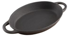 מחבת אובלית יציקת ברזל 26X18 ס"מ תחתית במבוק***10630973