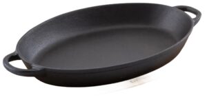 מחבת יציקת ברזל 36X25 אובלי תחתית במבוק***10630976