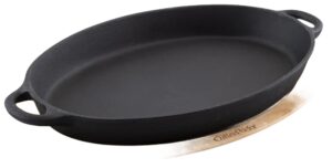 מחבת יציקת ברזל 40X28 אובלי תחתית במבוק***10630978