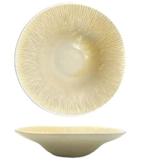 צלחת פסטה פורצלן 24 ס"מ WAVE YELLOW
