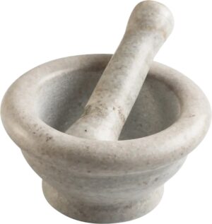 מכתש ועלי גרניט 15X8 ס"מ לבן***10762402