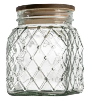 צנצנת מרובעת מכסה עץ 2.3 ליטר***18240719