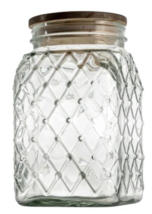 צנצנת מרובעת מכסה עץ 3.2 ליטר***18240724