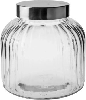 צנצנת זכוכית פסים 4 ליטר מכסה הברגה***18014420