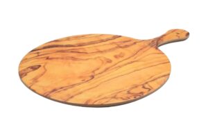 לוח דמוי עץ בהיר עגול 38 ס"מ + ידית מלמין***406121ab