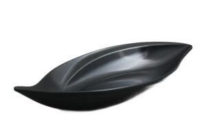 קערת הגשה עלה מאסיבית 50X24X7 מלמין שחור***100720b