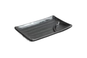 פלטת הגשה מלבנית עם רוטב 19.8X12.5X2.6 קמומה מלמין שחור***112908b