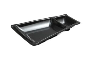 כלי הגשה טרפז עם רוטב קמומה 23.8X15.5X3.5 מלמין שחור***122009b