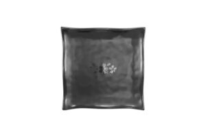 צלחת סלע ריבועית 19.8 ס"מ סקורה מלמין שחור***410208b