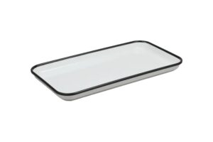 מגש גסטרונום 1/3 דמוי אמייל לבן פס שחור***2215136