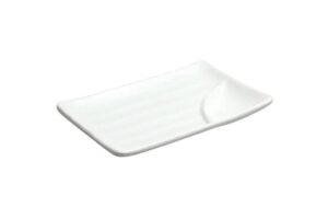 פלטת הגשה מלבנית עם רוטב 19.8X12.5X2.6 קמומה מלמין לבן***112908