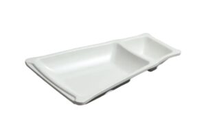 כלי הגשה טרפז עם רוטב קמומה 23.8X15.5X3.5 מלמין לבן***122009