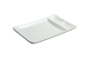 כלי הגשה קמומה מלבני עם רוטב 22.6X14.6 מלמין לבן***113109