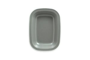 כלי הגשה מלבני דמוי אמייל 27x20 אפור פס לבן מלמין***2205112