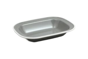 כלי הגשה מלבני דמוי אמייל 17.6X23 אפור פס לבן מלמין***2212092