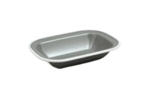 כלי הגשה מלבני דמוי אמייל 14.5X20 אפור פס לבן מלמין***2213082