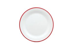 צלחת 27 ס"מ דמוי אמייל לבן פס אדום מלמין***2206114