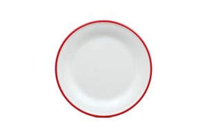 צלחת 23 ס"מ דמוי אמייל לבן פס אדום מלמין***2207094