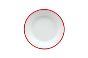 צלחת עמוקה 20 ס"מ דמוי אמייל לבן פס אדום מלמין***2208084