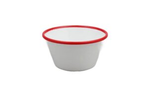 לפתניה 12.5*6.7 דמוי אמייל לבן פס אדום מלמין***2209054