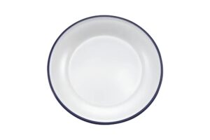 צלחת 22 ס"מ דמוי אמייל לבן פס כחול מלמין***2207091