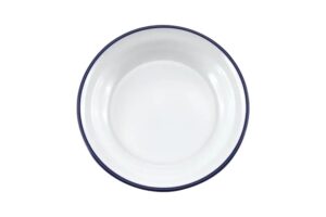 צלחת עמוקה 20 ס"מ דמוי אמייל לבן פס כחול מלמין***2208081