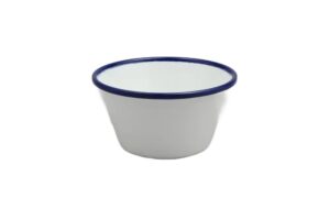 לפתניה 12.5*6.7 דמוי אמייל לבן פס כחול מלמין***2209051