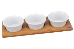 מעמד עץ במבוק 32X13 ל-3 קערות***b6001