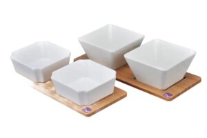 מעמד עץ במבוק 32X13 ל-2 קערות***b6002